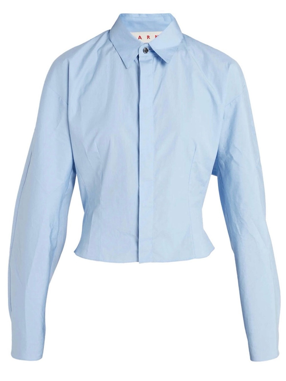 Marni Light Blue Cropped Button-Front Blouse